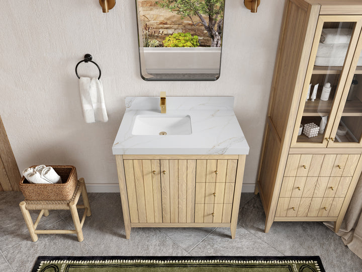 Atlanta White Oak 36 in. W x 22 in. D Left Offset Sink Bathroom Vanity - photo 20