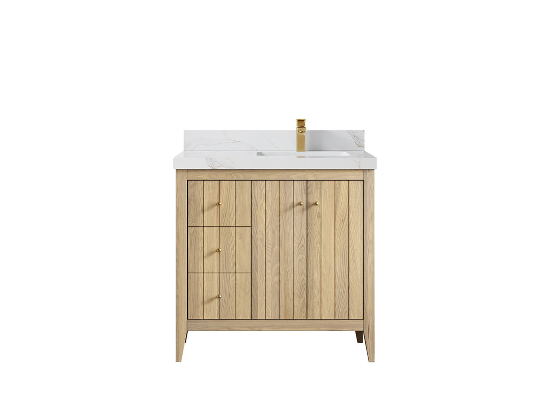 Atlanta White Oak 36 in. W x 22 in. D Right Offset Sink Bathroom Vanity