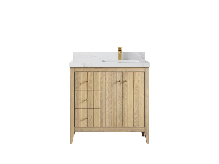 Atlanta White Oak 36 in. W x 22 in. D Right Offset Sink Bathroom Vanity - photo 23