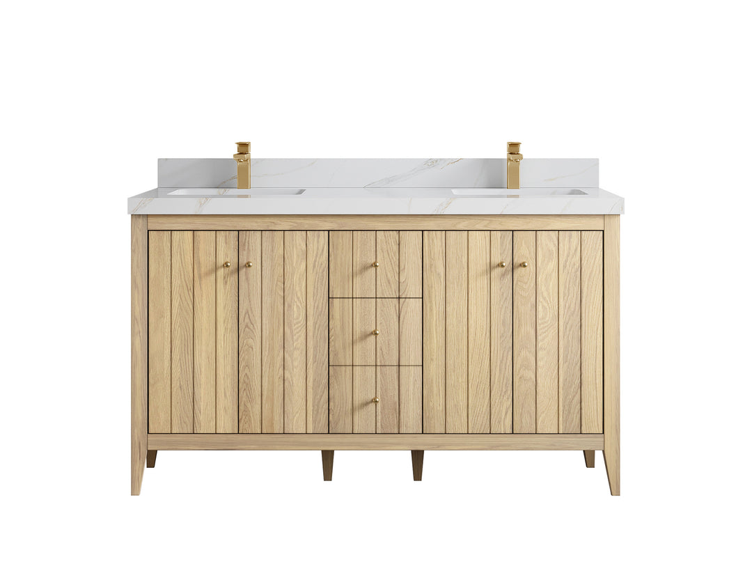 Atlanta White Oak 60 in. W x 22 in. D Double Sink Bathroom Vanity