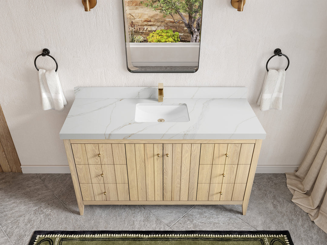 Atlanta White Oak 60 in. W x 22 in. D Single Sink Bathroom Vanity