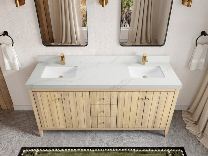Atlanta White Oak 72 in. W x 22 in. D Double Sink Bathroom Vanity - photo 22