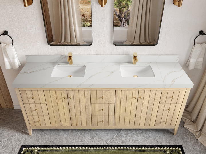 Atlanta White Oak 84 in. W x 22 in. D Double Sink Bathroom Vanity - photo 22