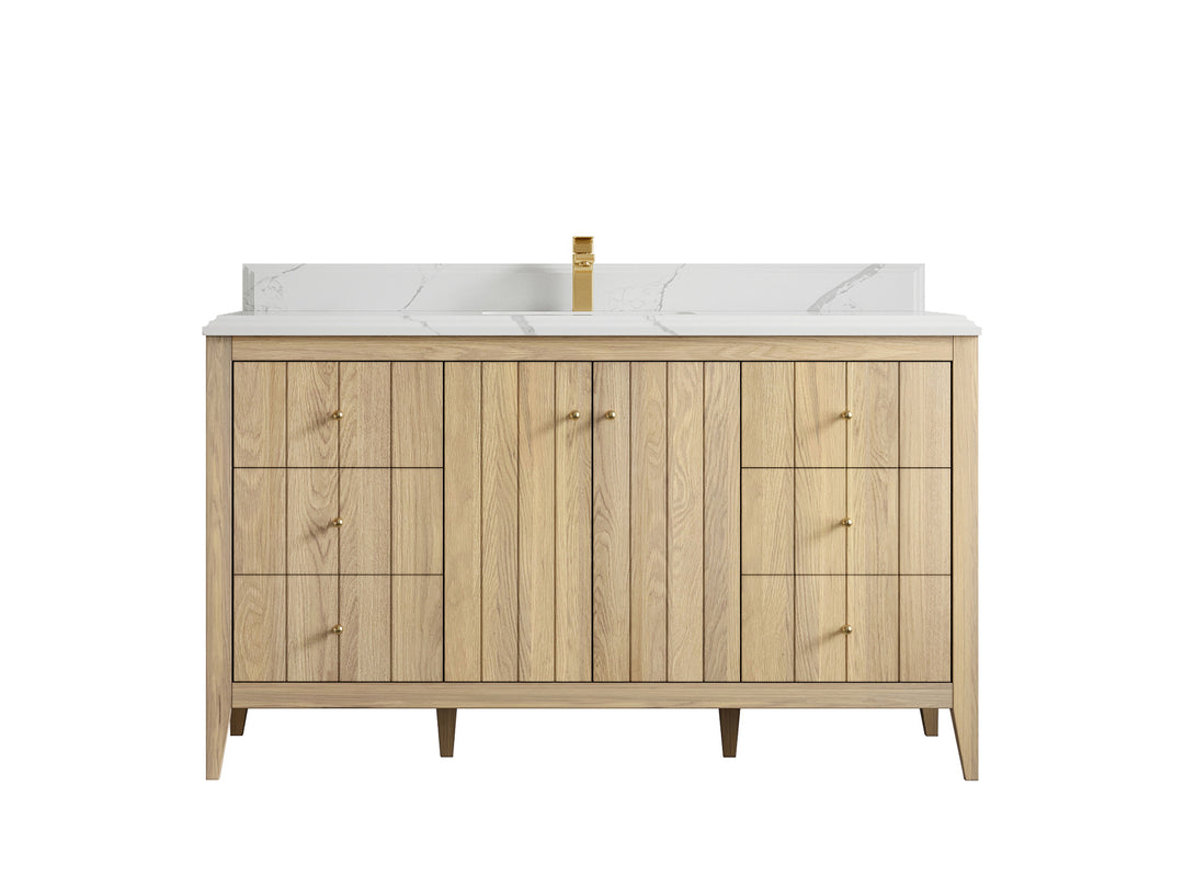 Atlanta White Oak 60 in. W x 22 in. D Single Sink Bathroom Vanity