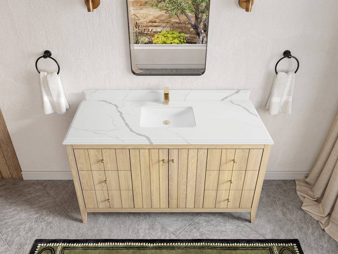 Atlanta White Oak 60 in. W x 22 in. D Single Sink Bathroom Vanity