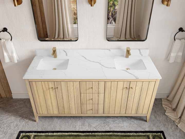 Atlanta White Oak 72 in. W x 22 in. D Double Sink Bathroom Vanity - photo 24