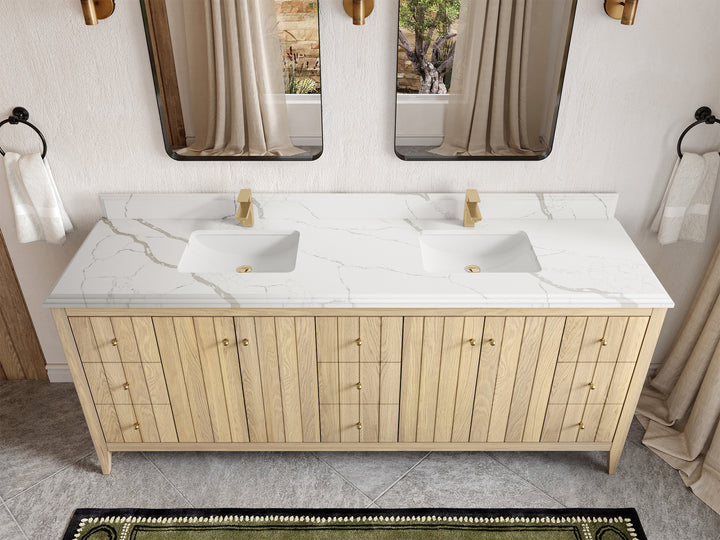 Atlanta White Oak 84 in. W x 22 in. D Double Sink Bathroom Vanity - photo 24