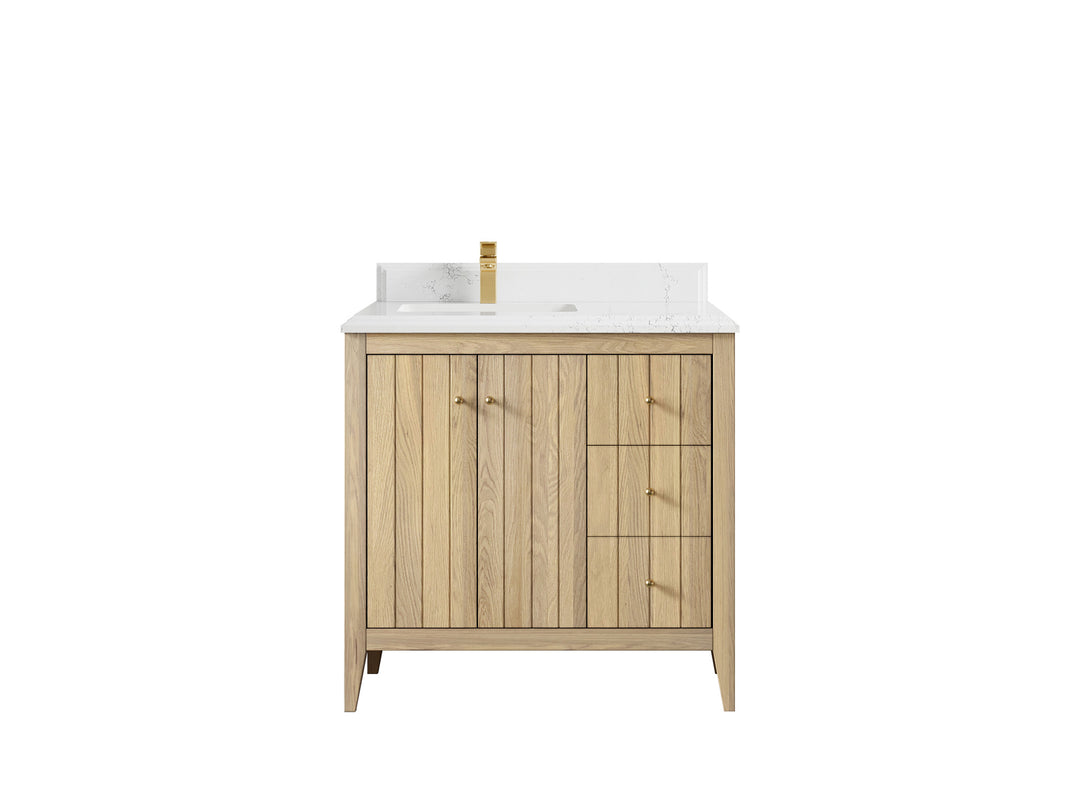 Atlanta White Oak 36 in. W x 22 in. D Left Offset Sink Bathroom Vanity