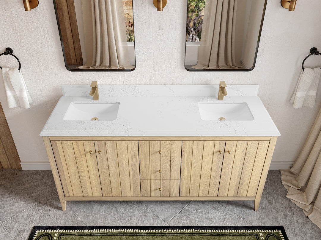 Atlanta White Oak 72 in. W x 22 in. D Double Sink Bathroom Vanity