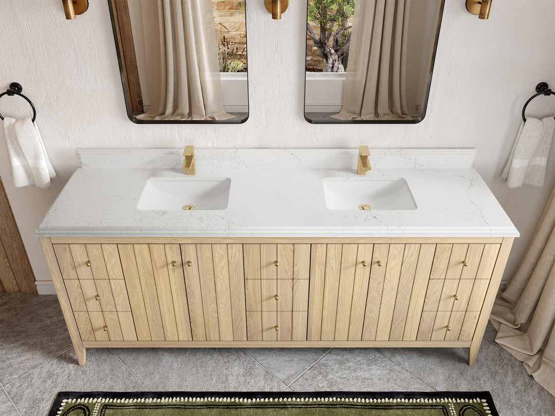 Atlanta White Oak 84 in. W x 22 in. D Double Sink Bathroom Vanity