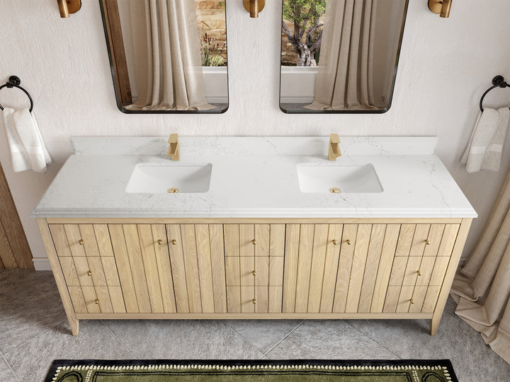 Atlanta White Oak 84 in. W x 22 in. D Double Sink Bathroom Vanity - photo 26