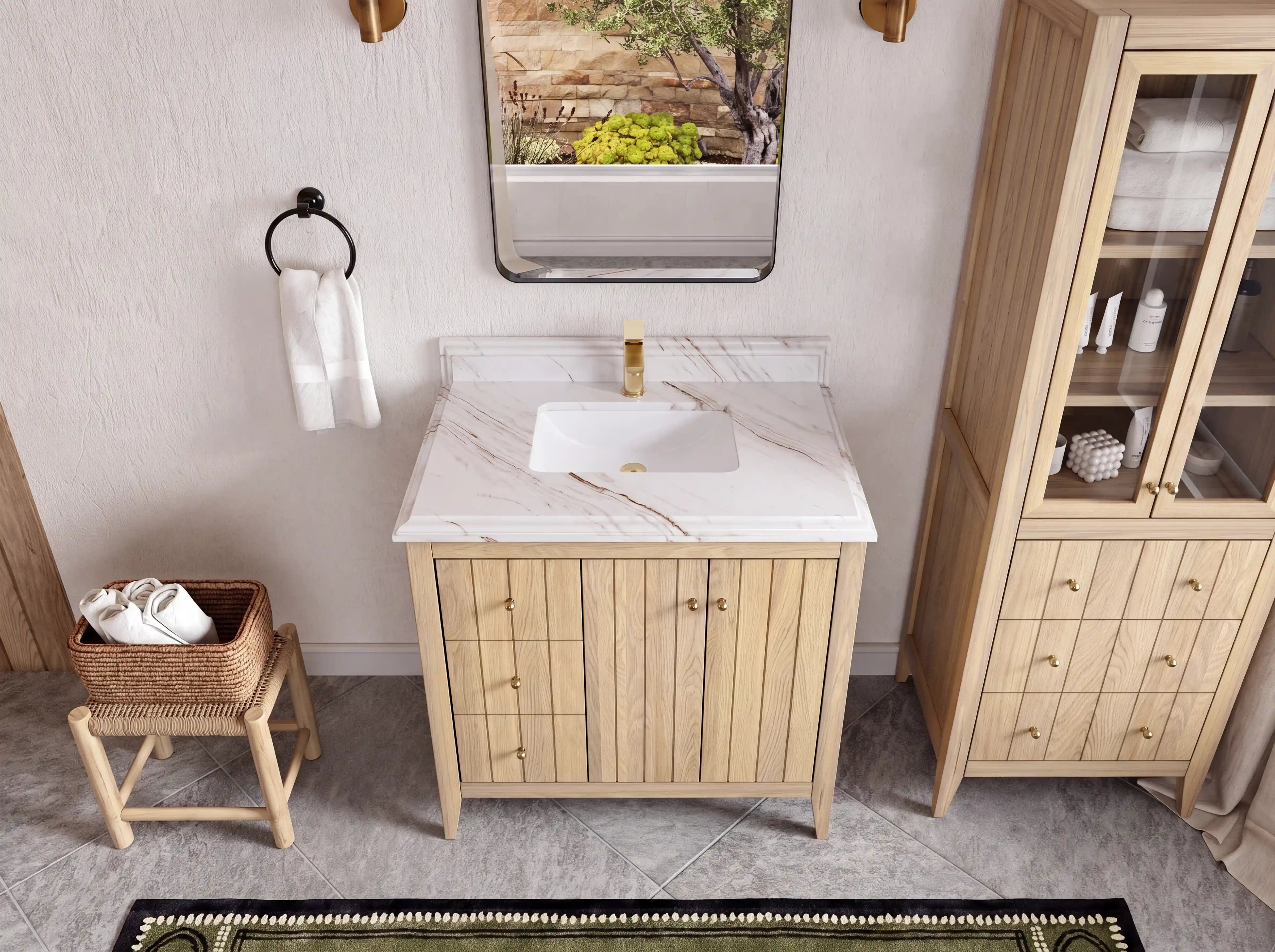 Atlanta White Oak 36 in. W x 22 in. D Center Sink Bathroom Vanity