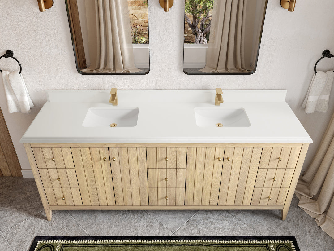 Atlanta White Oak 84 in. W x 22 in. D Double Sink Bathroom Vanity