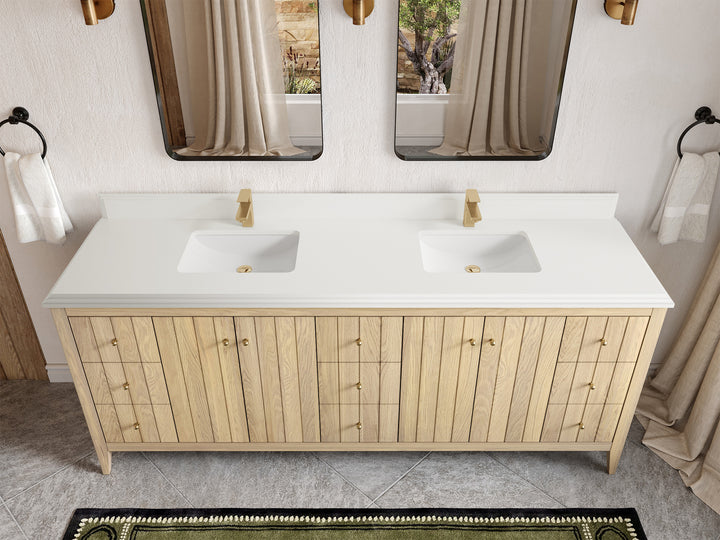 Atlanta White Oak 84 in. W x 22 in. D Double Sink Bathroom Vanity - photo 28