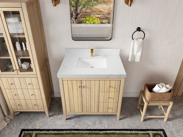 Atlanta White Oak 36 in. W x 22 in. D Center Sink Bathroom Vanity - photo 28