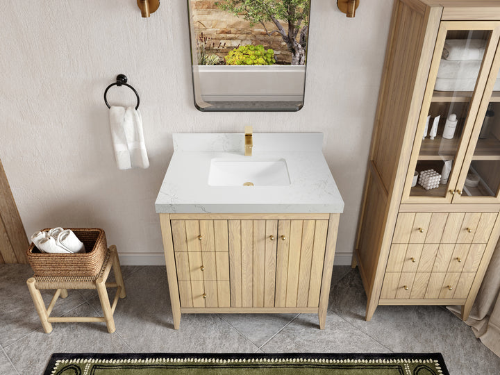 Atlanta White Oak 36" W x 22" D Center Sink Vanity for Elegant Bathrooms - photo 30