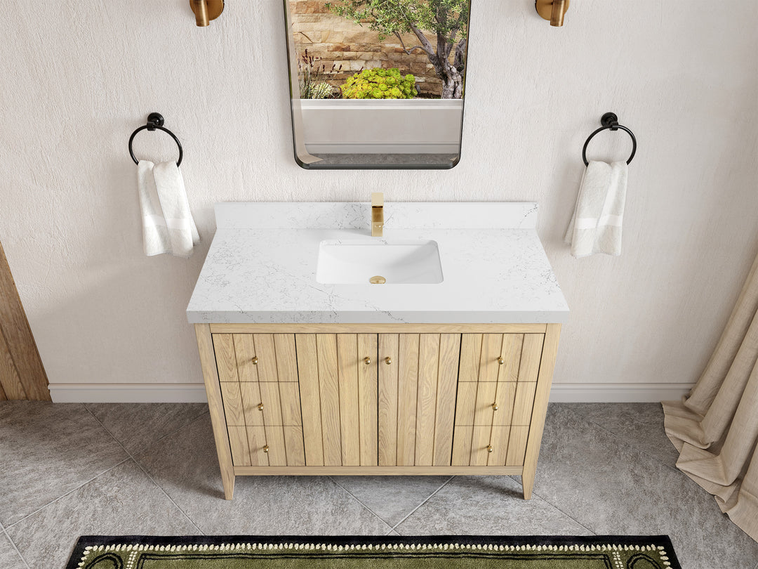 Atlanta White Oak 48 in. W x 22 in. D Single Sink Bathroom Vanity