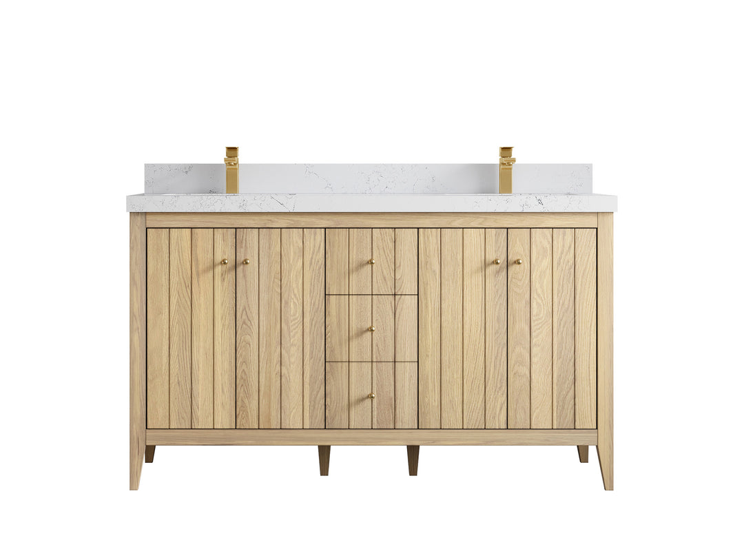Atlanta White Oak 60 in. W x 22 in. D Double Sink Bathroom Vanity