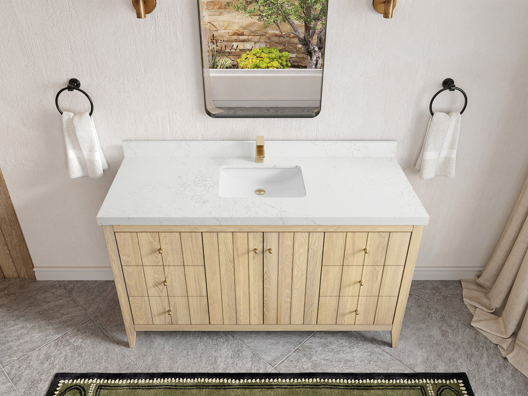Atlanta White Oak 60 in. W x 22 in. D Single Sink Bathroom Vanity