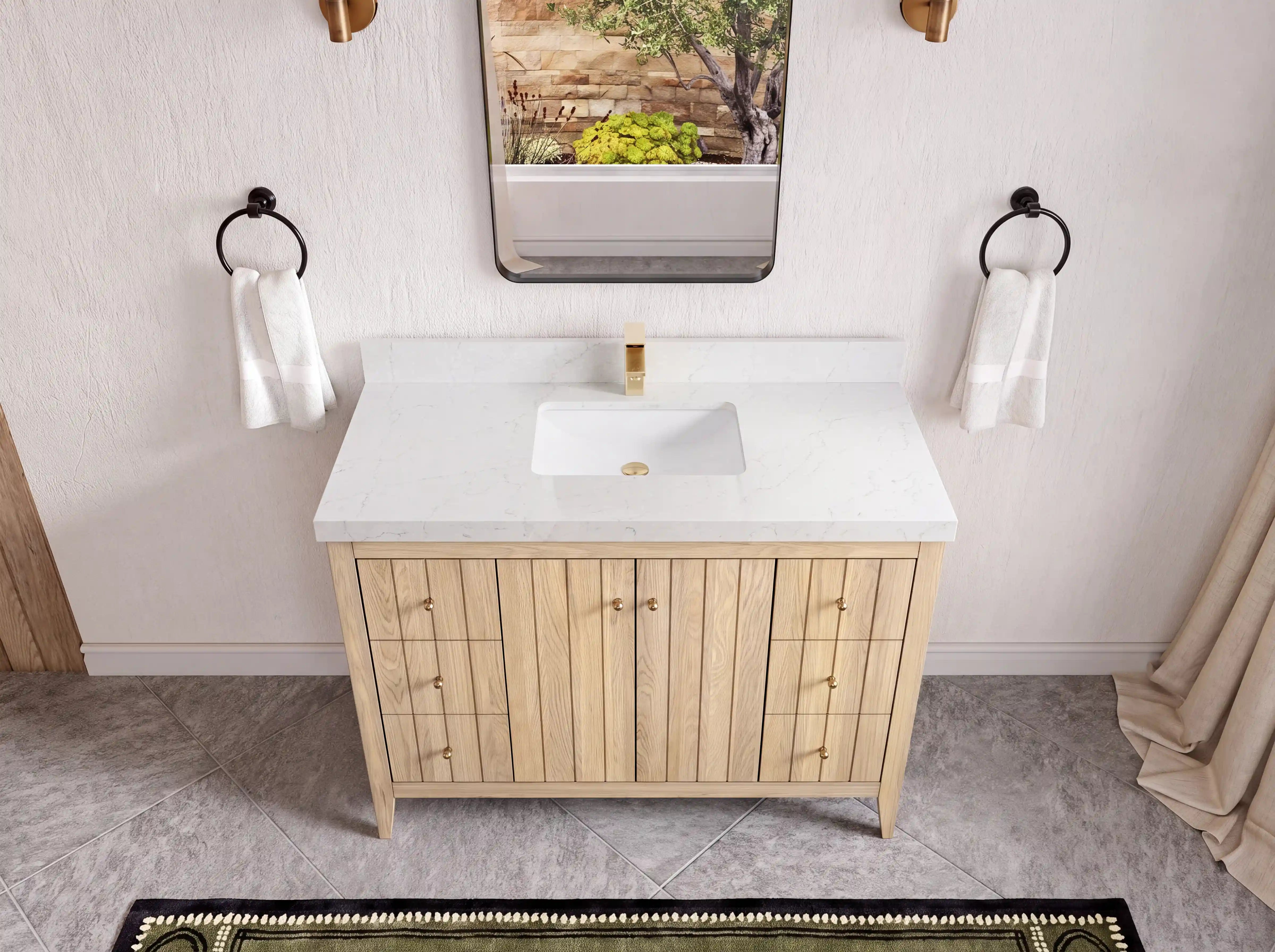 Atlanta White Oak 48 in. W x 22 in. D Single Sink Bathroom Vanity