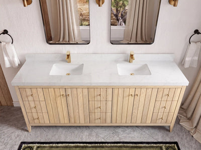 Atlanta White Oak 84 in. W x 22 in. D Double Sink Bathroom Vanity