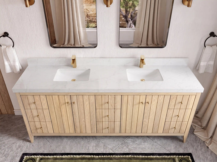 Atlanta White Oak 84 in. W x 22 in. D Double Sink Bathroom Vanity - photo 49