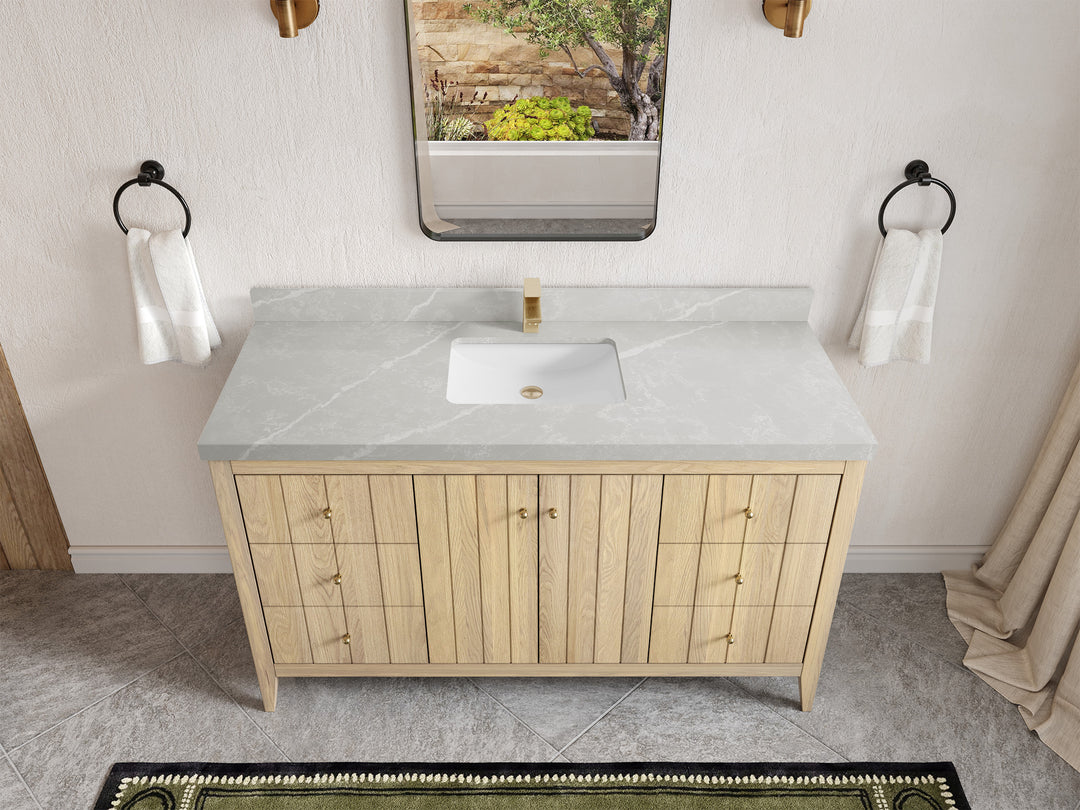 Atlanta White Oak 60 in. W x 22 in. D Single Sink Bathroom Vanity