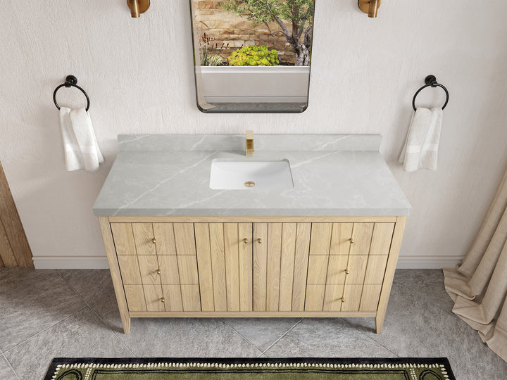 Atlanta White Oak 60 in. W x 22 in. D Single Sink Bathroom Vanity - photo 32