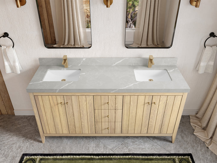 Atlanta White Oak 72 in. W x 22 in. D Double Sink Bathroom Vanity - photo 32