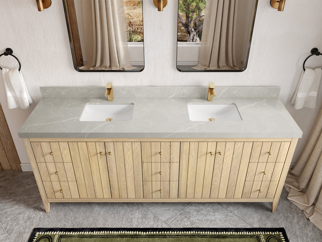 Atlanta White Oak 84 in. W x 22 in. D Double Sink Bathroom Vanity