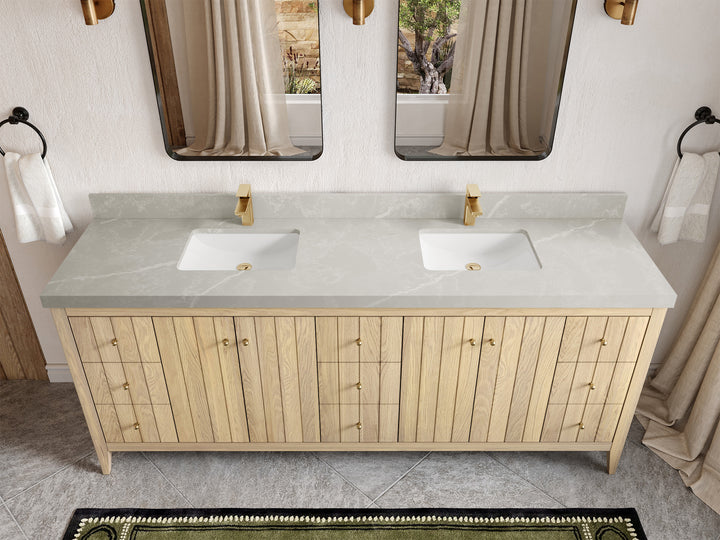 Atlanta White Oak 84 in. W x 22 in. D Double Sink Bathroom Vanity - photo 32
