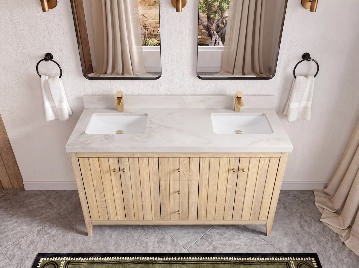 Atlanta White Oak 60 in. W x 22 in. D Double Sink Bathroom Vanity