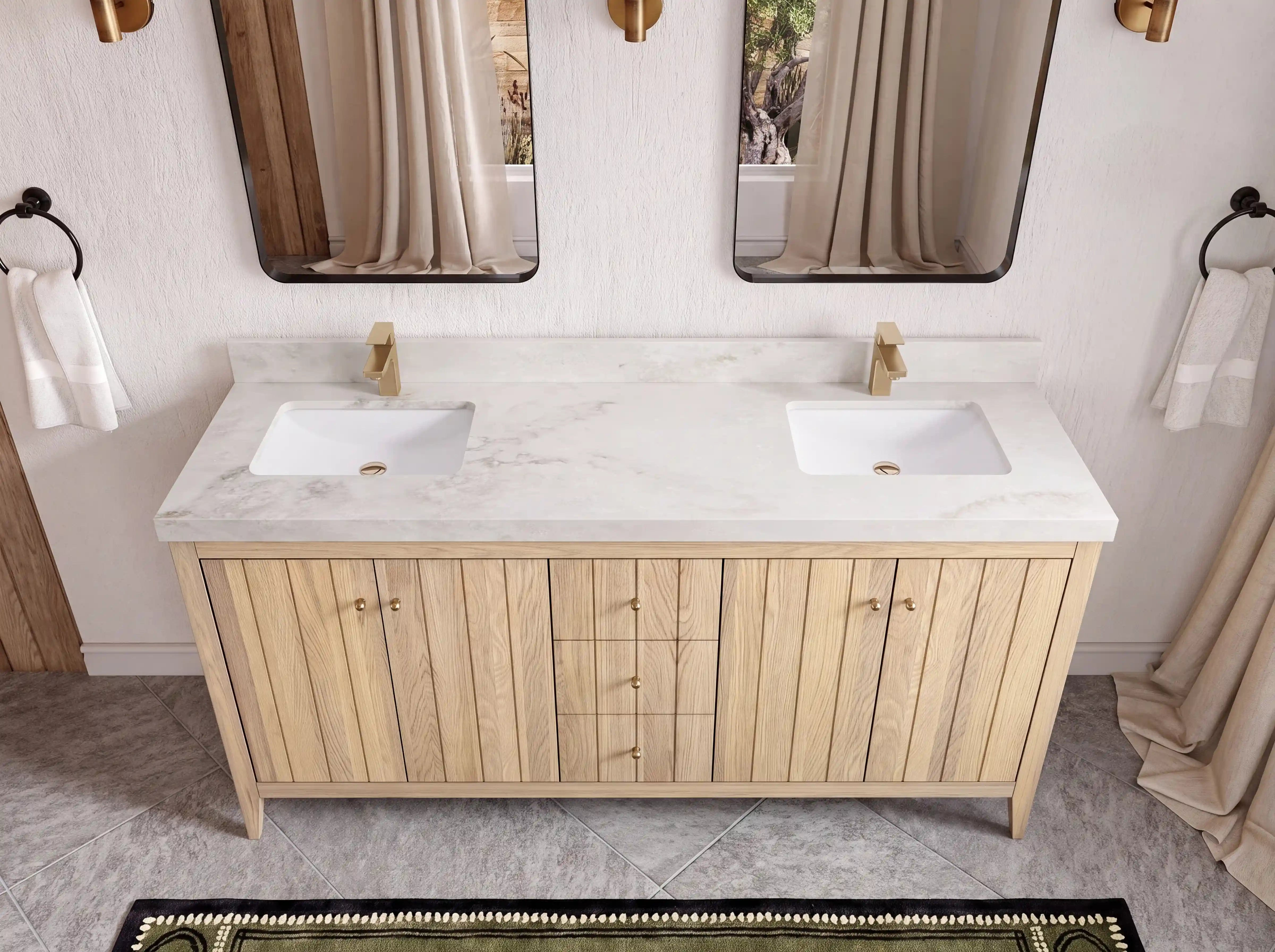 Atlanta White Oak 72 in. W x 22 in. D Double Sink Bathroom Vanity