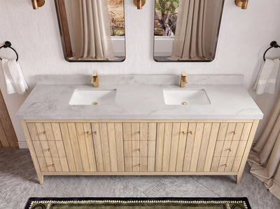 Atlanta White Oak 84 in. W x 22 in. D Double Sink Bathroom Vanity