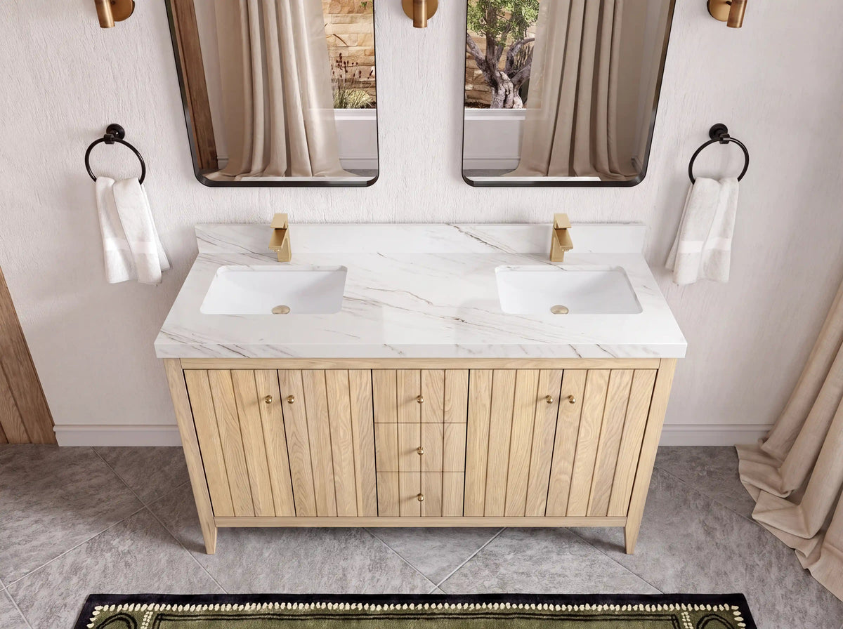 Atlanta White Oak 60 in. W x 22 in. D Double Sink Bathroom Vanity
