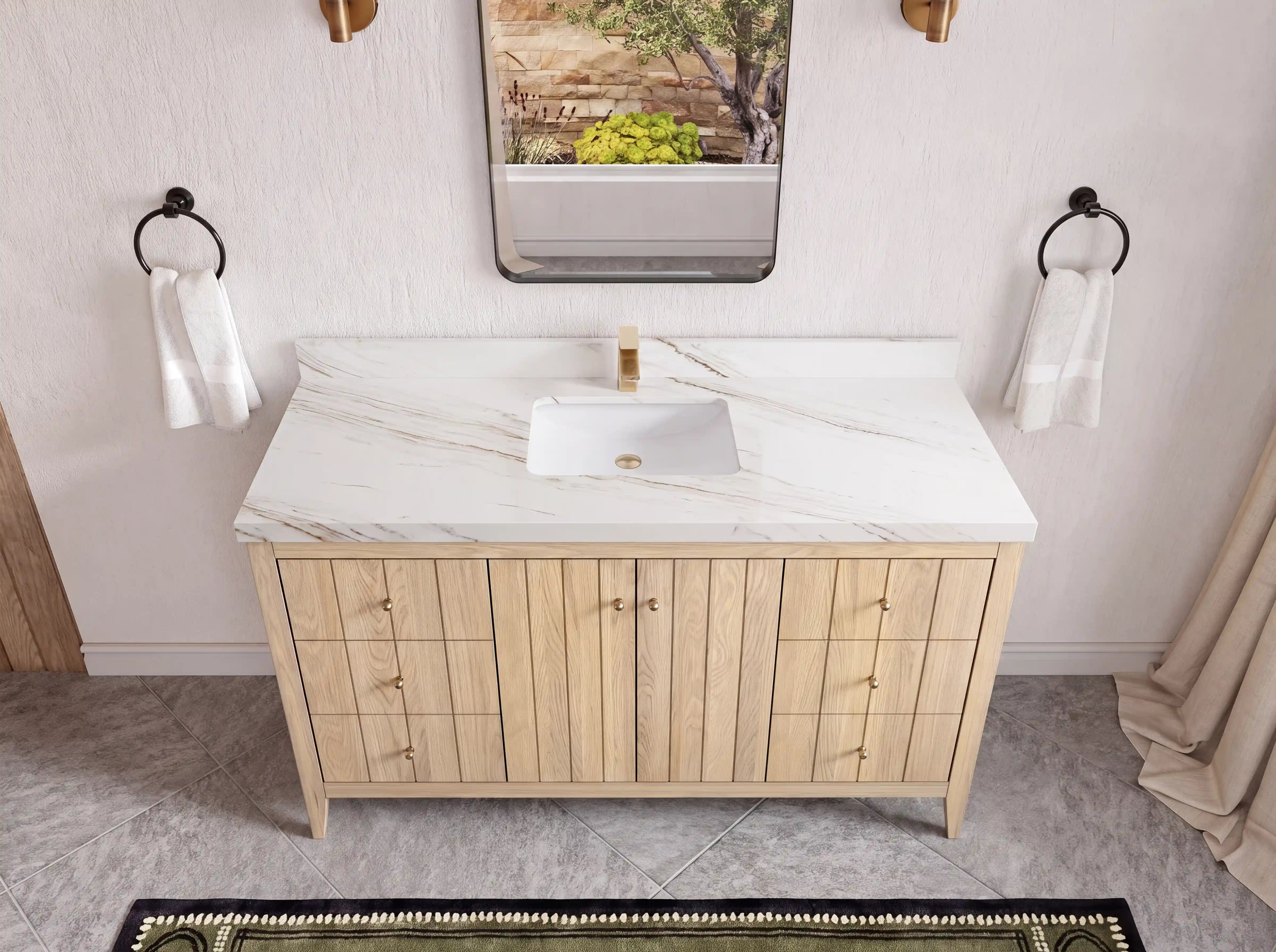 Atlanta White Oak 60 in. W x 22 in. D Single Sink Bathroom Vanity