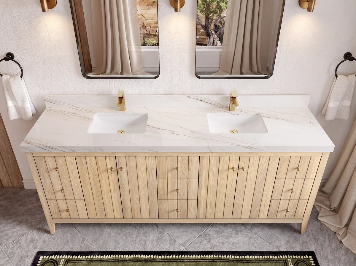 Atlanta White Oak 84 in. W x 22 in. D Double Sink Bathroom Vanity