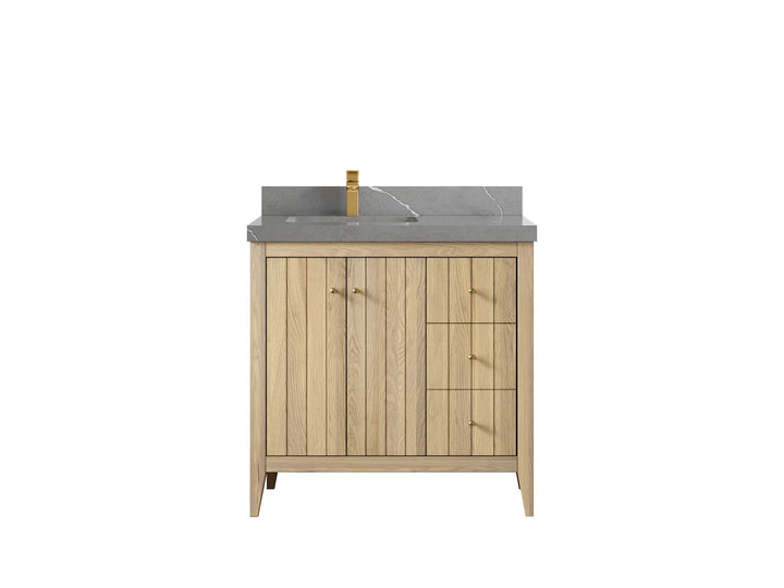 Atlanta White Oak 36 in. W x 22 in. D Left Offset Sink Bathroom Vanity - photo 45