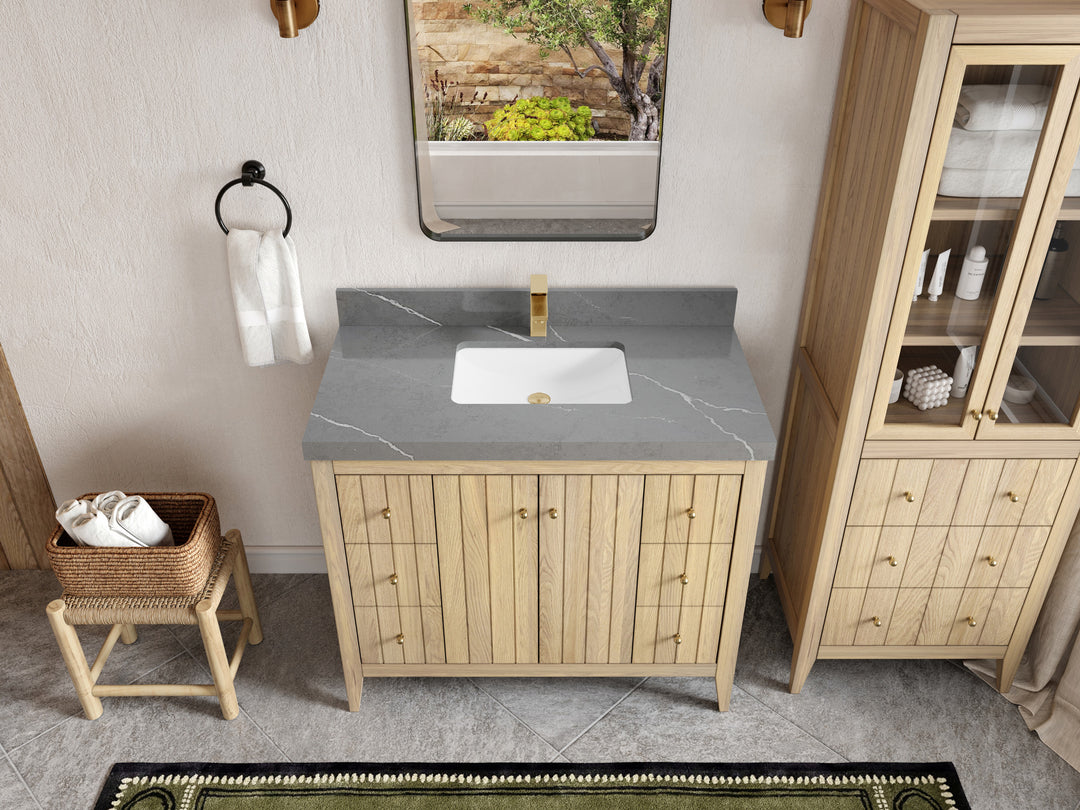 Atlanta White Oak 42 in. W x 22 in. D Single Sink Bathroom Vanity