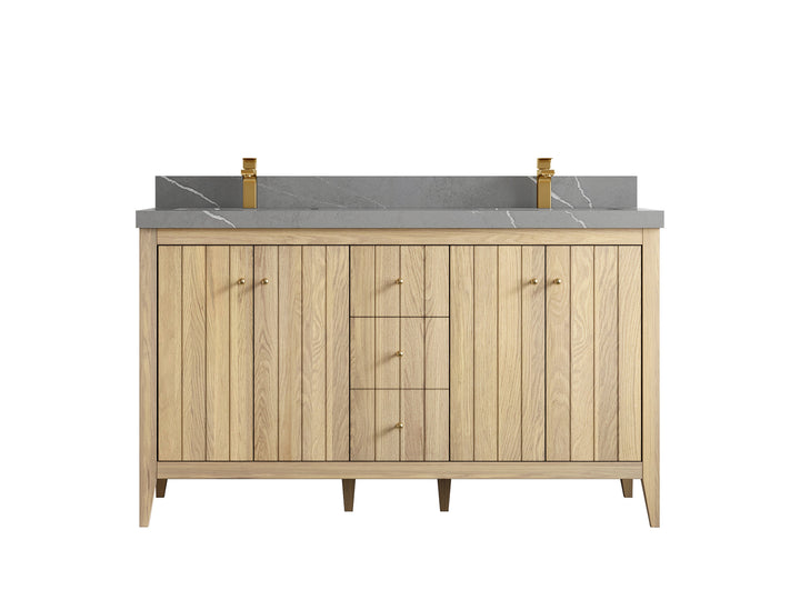 Atlanta White Oak 60 in. W x 22 in. D Double Sink Bathroom Vanity - photo 35