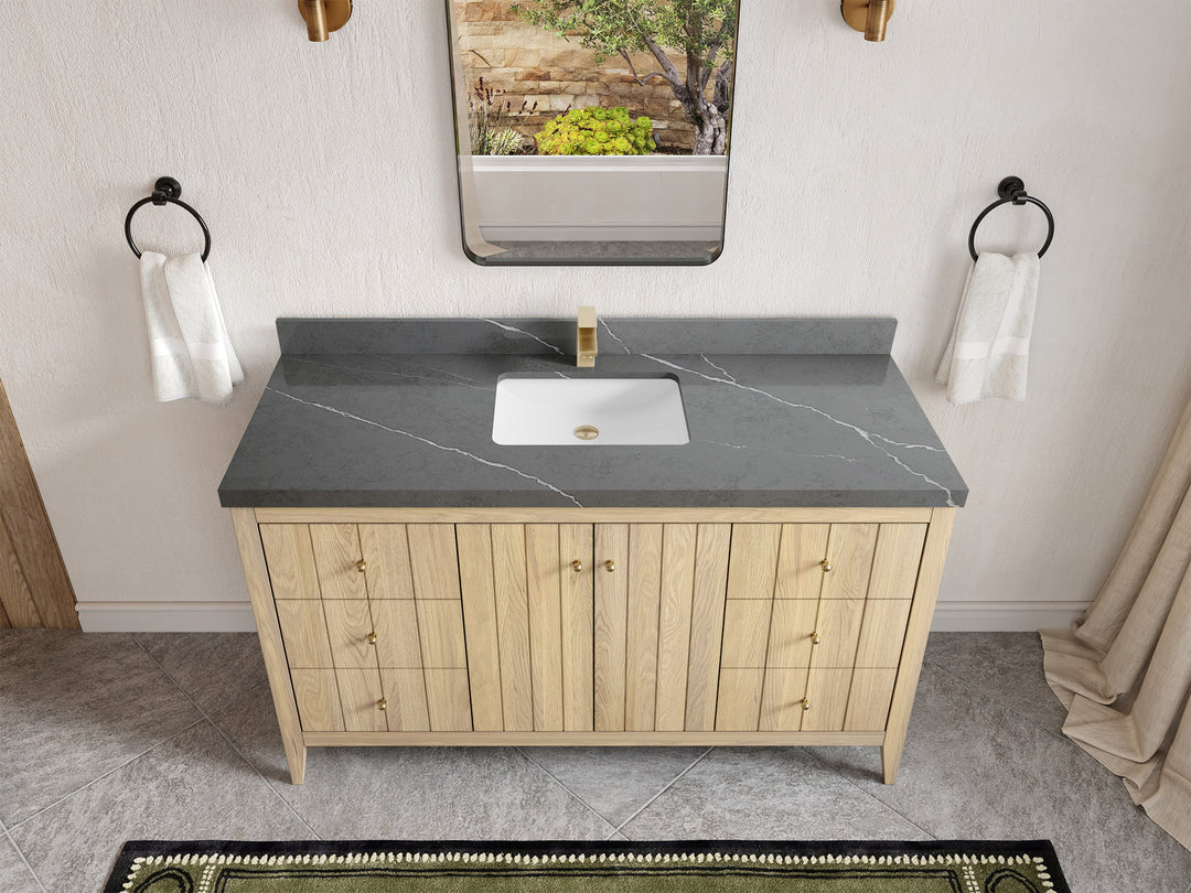 Atlanta White Oak 60 in. W x 22 in. D Single Sink Bathroom Vanity