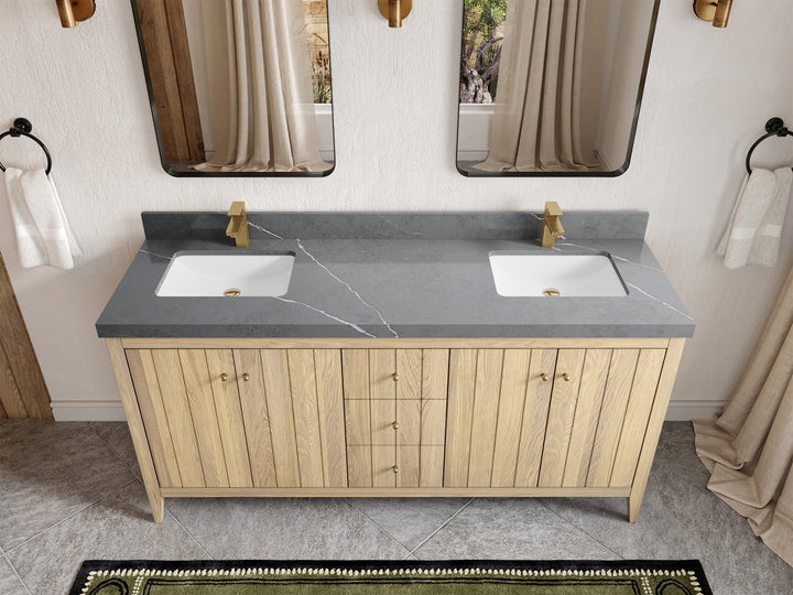 Atlanta White Oak 72 in. W x 22 in. D Double Sink Bathroom Vanity - photo 34