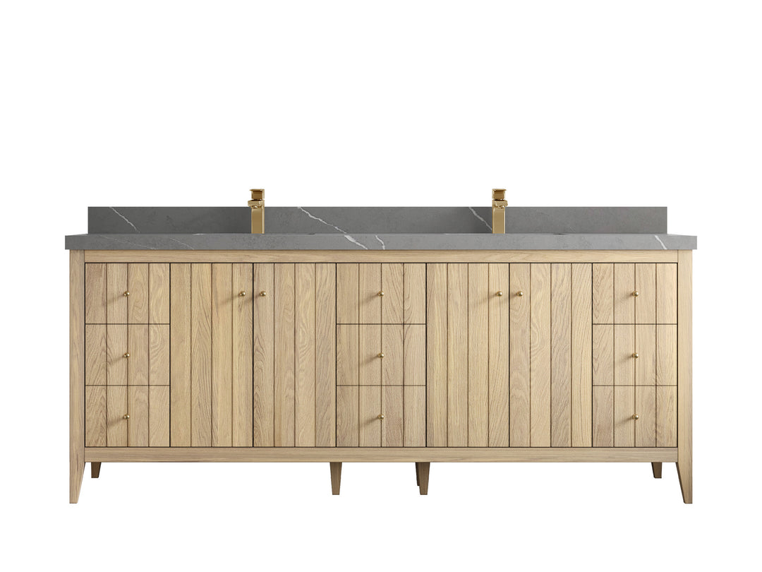 Atlanta White Oak 84 in. W x 22 in. D Double Sink Bathroom Vanity