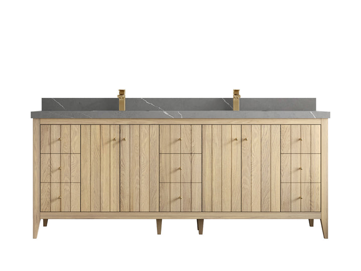 Atlanta White Oak 84 in. W x 22 in. D Double Sink Bathroom Vanity - photo 35