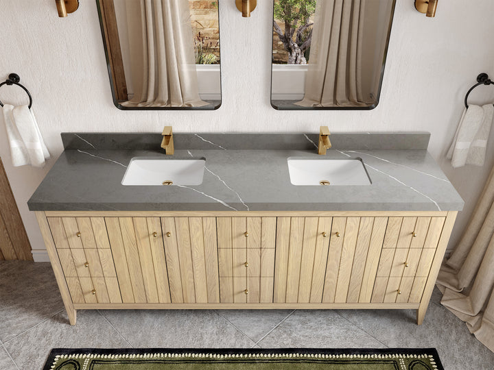 Atlanta White Oak 84 in. W x 22 in. D Double Sink Bathroom Vanity - photo 34