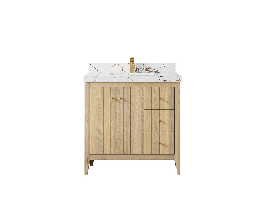 Atlanta White Oak 36 in. W x 22 in. D Center Sink Bathroom Vanity