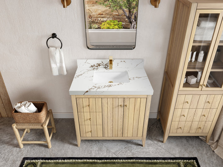 Atlanta White Oak 36" W x 22" D Center Sink Vanity for Elegant Bathrooms - photo 36