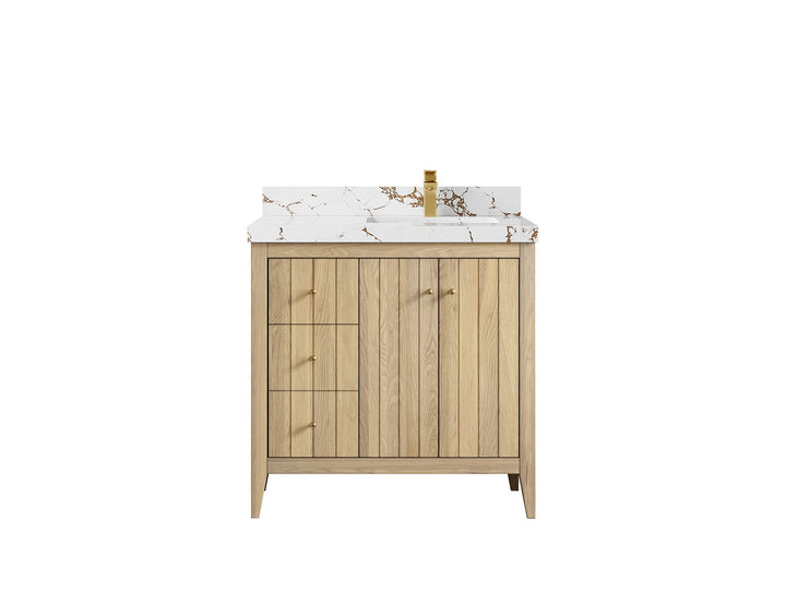 Atlanta White Oak 36 in. W x 22 in. D Right Offset Sink Bathroom Vanity - photo 37