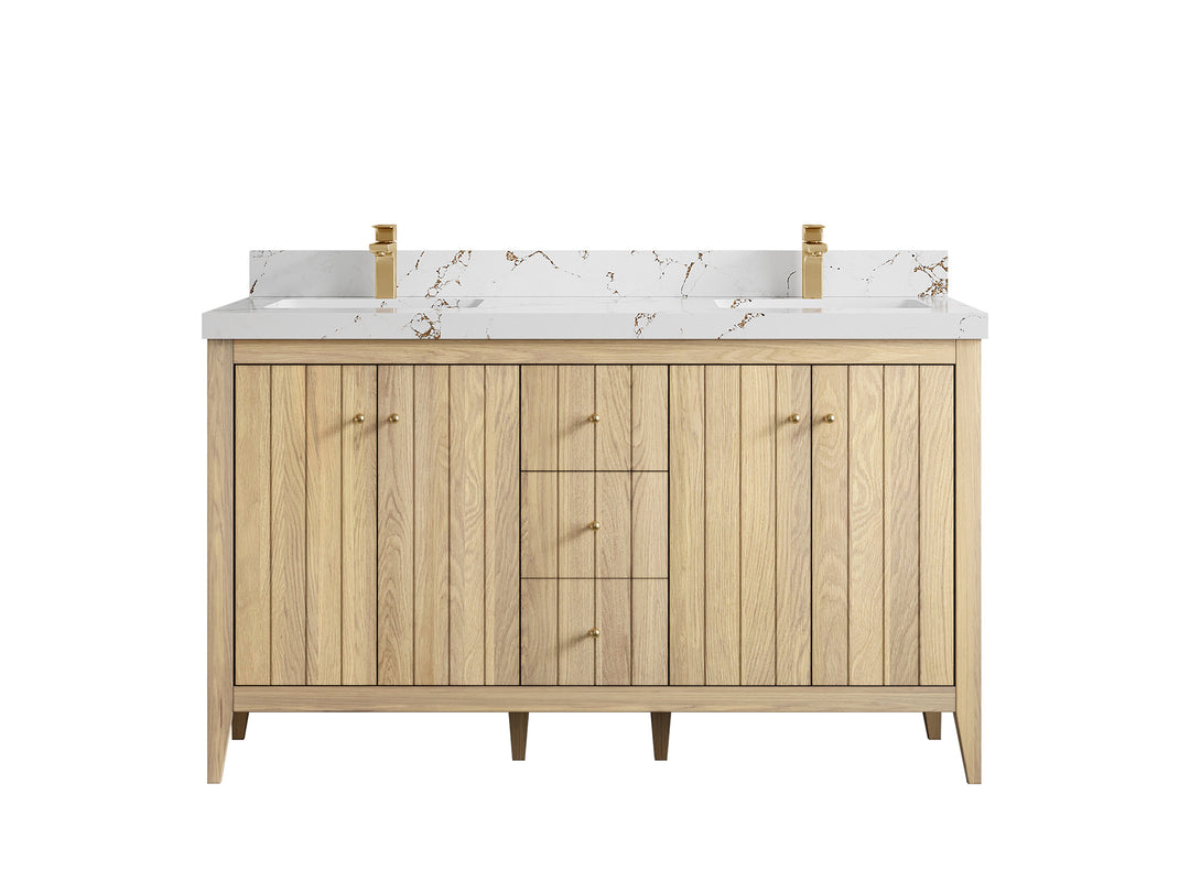 Atlanta White Oak 60 in. W x 22 in. D Double Sink Bathroom Vanity