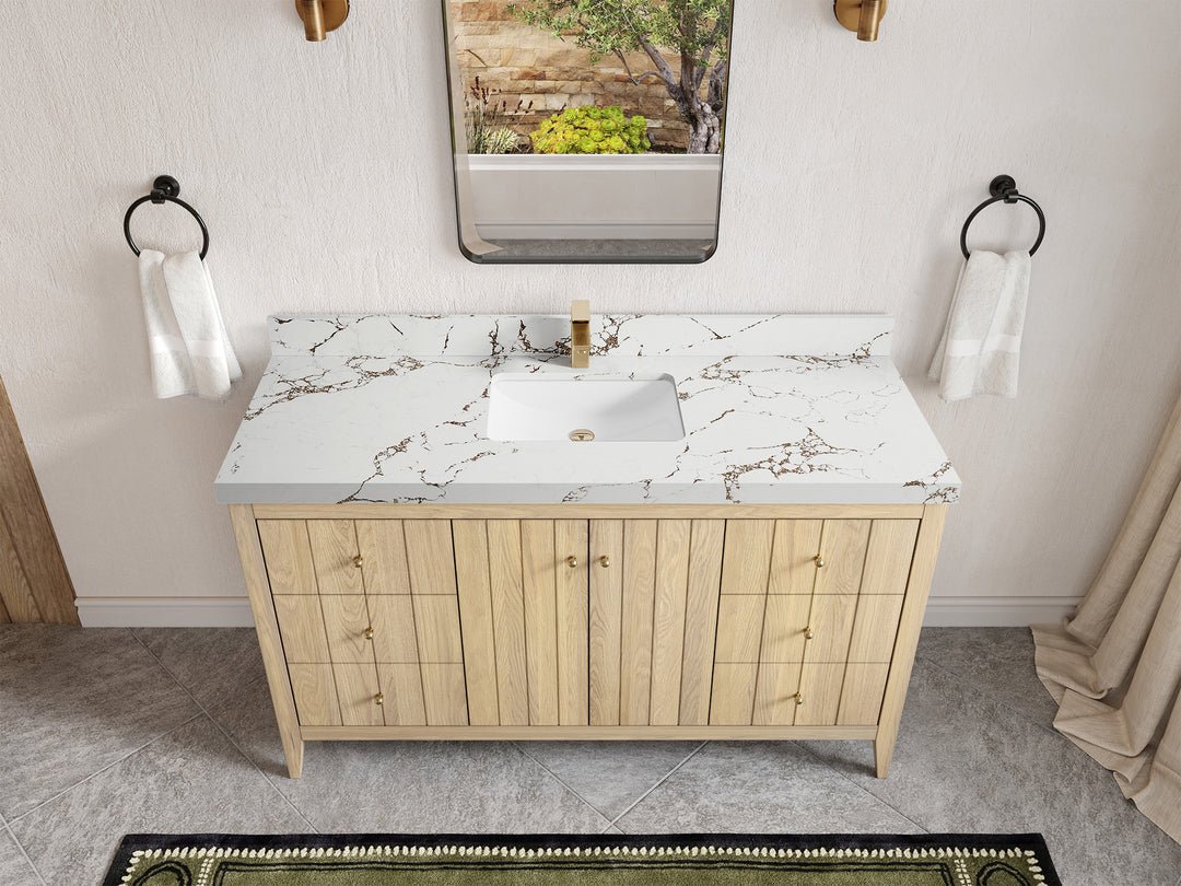 Atlanta White Oak 60 in. W x 22 in. D Single Sink Bathroom Vanity